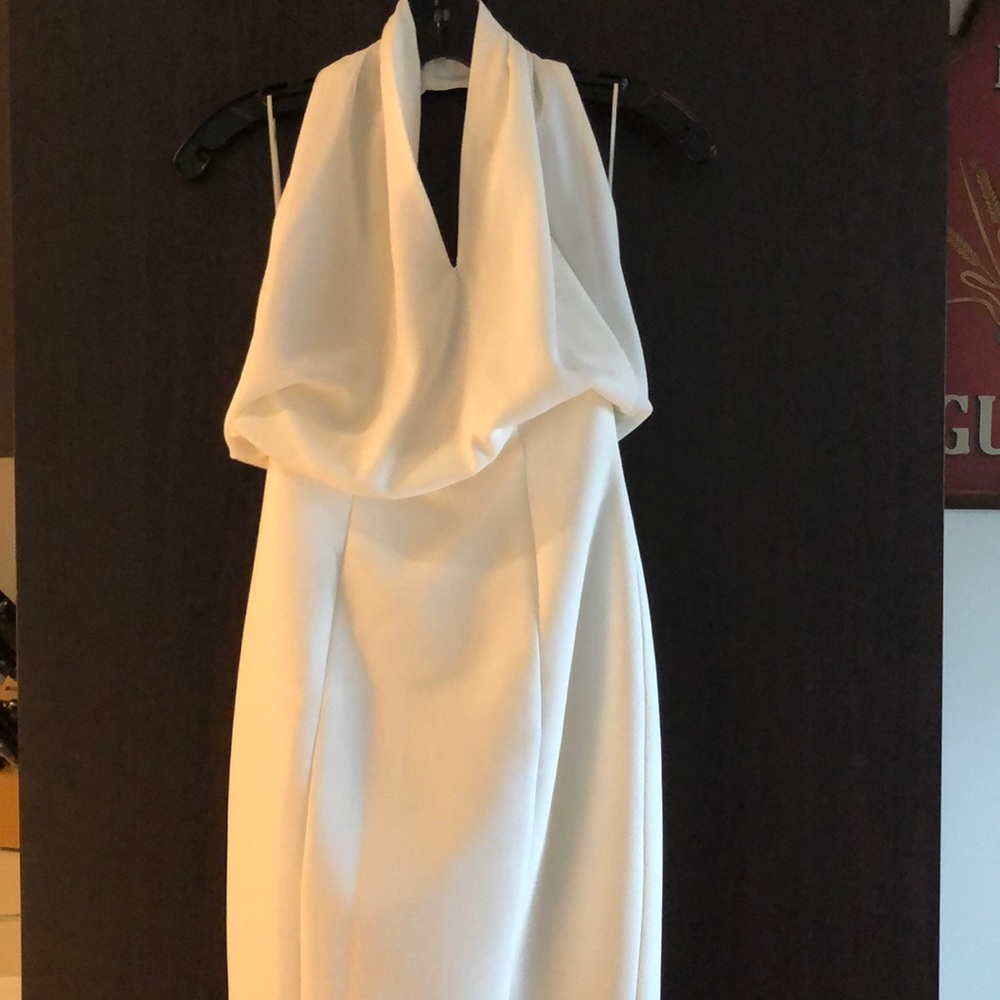 White Halter Backless Dress